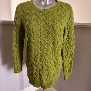 Lands' End Green Cable Knit Sweater